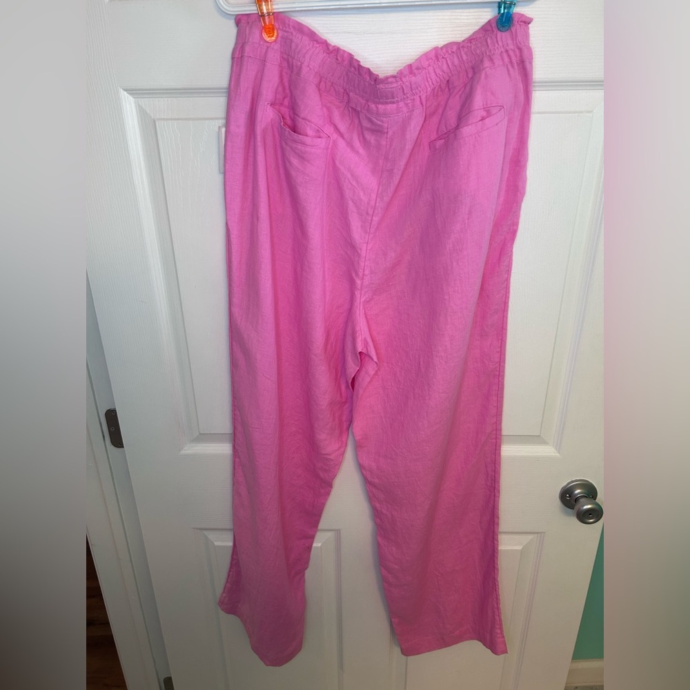 Charter Club Pink Wide Leg Linen Pants - Picture 3 of 5